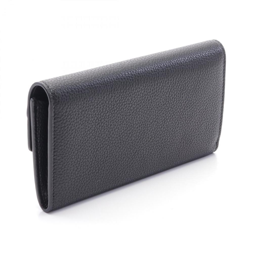 Salvatore Ferragamo Gancini Bifold Long Wallet Leather Black - Picture 2 of 6